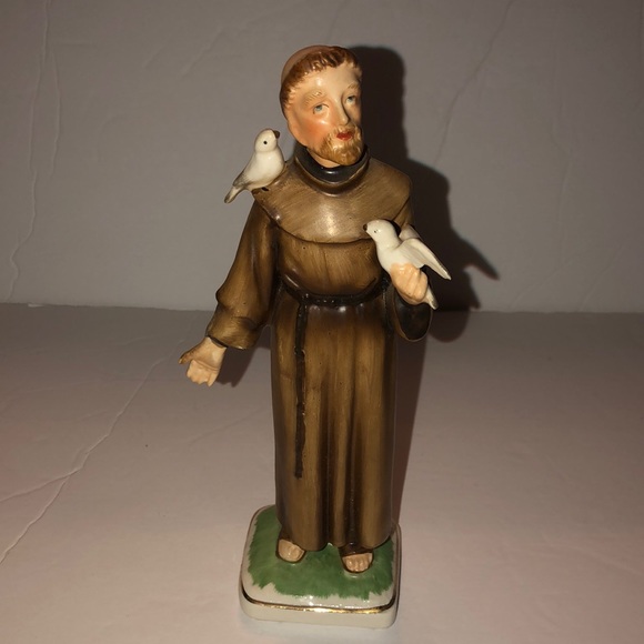 Vintage St. Francis of Assisi Porcelain Statue 8” Tall - Picture 1 of 9